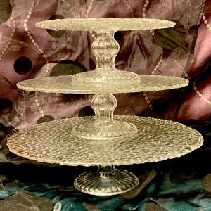 Vintage 3 tier glass dessert tower